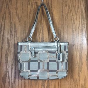 Gold and tan nine west purse